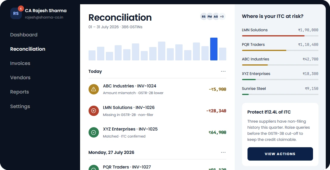 GSTR-2B AI reconciliation app screenshot